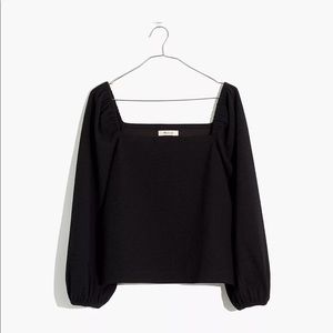 Madewell crepe square-neck puff-sleeve top